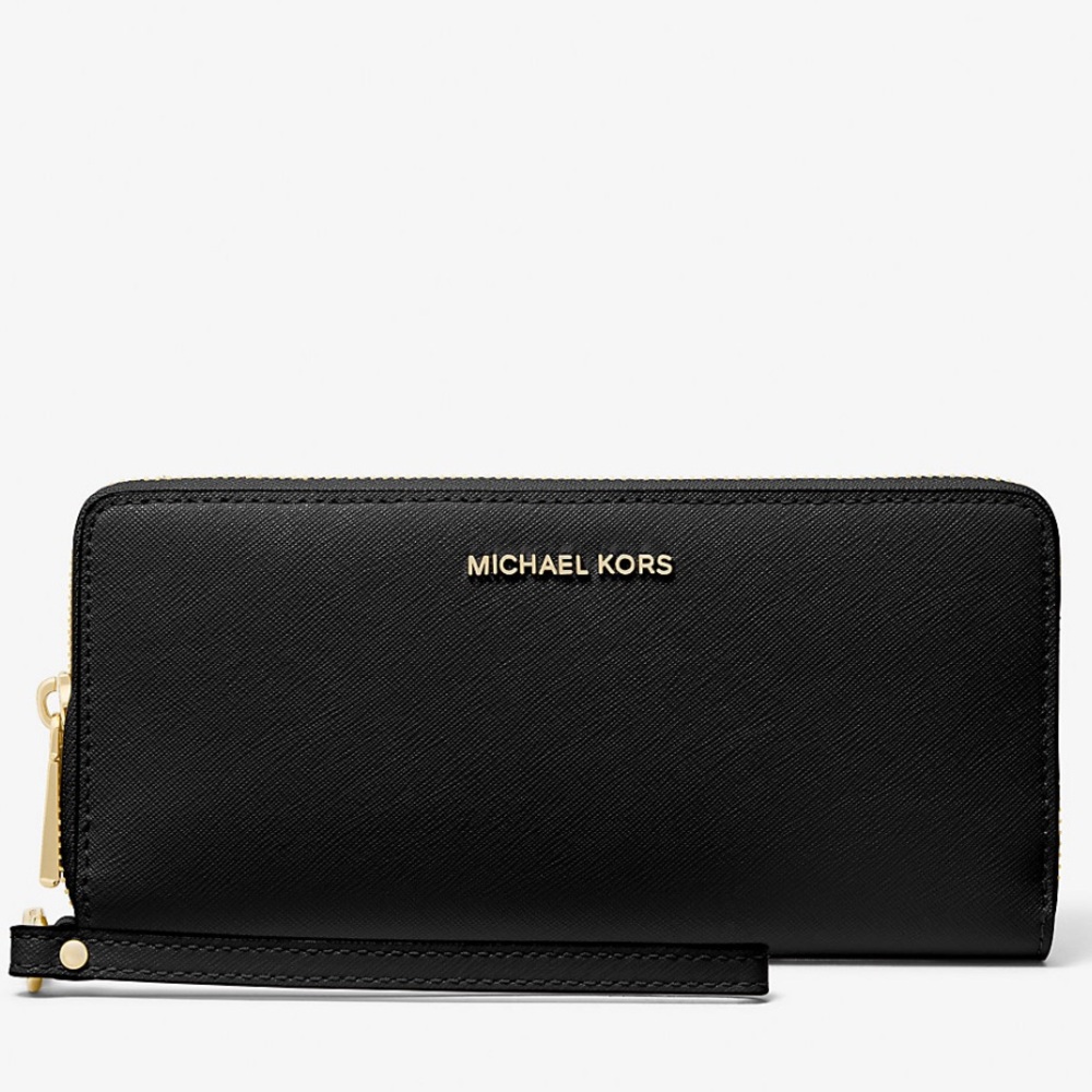 Michael Kors Large Saffiano Leather Continental Wallet – Gold Hardware